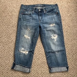American Eagle Cropped Distressed Boyfriend Denim
